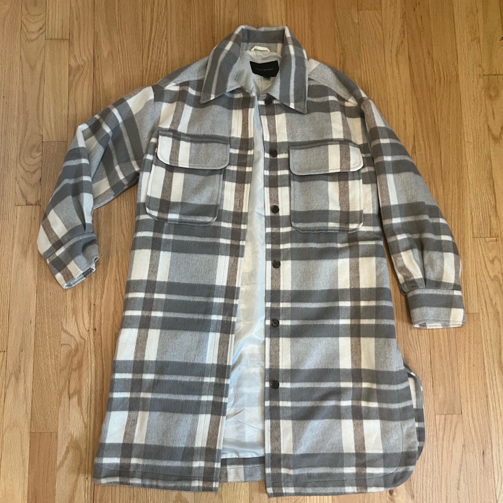 Banana Republic Gray and Cream Plaid Jacket